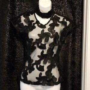 Elegant Black Sheer Floral Top